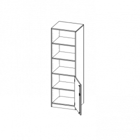 Schrank, 5 Ordnerhöhen, Tür unten (2 OH), oben 3 offene Fächer - Serie evo180 B/H/T: 60x190x40 cm, 1 Tür, abschließbar, Tür öffnet nach rechts, mit Sockel (81 mm)-image