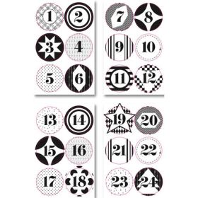 Rund Sticker Set Adventskalender Zahlen, 72 Stk.-image