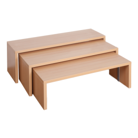 Set aus 3 Sitzbänken mit Stahlunterzügen, untereinander schiebbar B/H/T: 100/92/84x34/30/26x32 cm-image