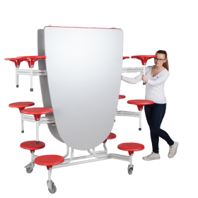 Spaceflex 2.0 Klapptisch mit integrierten Stühlen, oval, melaminharzbeschichteter Spanplatte B/H/T: 305x74x107 cm, 12 Sitze, Sitzhöhe 46 cm-image