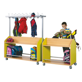 Garderobenwagen doppelseitig B/H/T: 97x160x50 cm, mit Ablagen in 2 Etagen und 12 Garderoben-Dreifachhaken-image