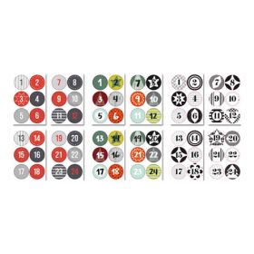 Rund Sticker Set Adventskalender Zahlen, 72 Stk.-image