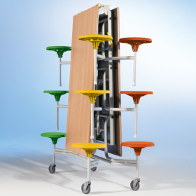 Spaceflex 2.0 Klapptisch mit integrierten Stühlen, Schichtstoffplatte, rechteckig 12 Sitze, Sitzfarbe wählbar, Sitzhöhe 41 cm-image