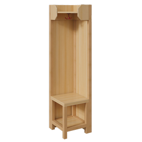 Garderoben-Innenecke, Ergänzung für Komplettgarderoben mit offener Ablage B/T: 39x39 cm, Stützen über Eck mit Paneelrückwänden in Buche-hell, Schuhablage-image