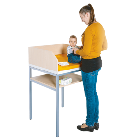 Wickeltisch mit Ablage mit Stahlgestell, B/H/T: 70,5x113x71,5 cm, aus feuerhemmendem Material - Dekor Buche-image