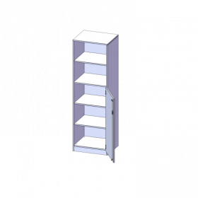 Schrank, 5 Ordnerhöhen, Tür unten (3 OH), oben 2 offene Fächer - Serie evo180 B/H/T: 60x190x40 cm, 1 Tür, abschließbar, Tür öffnet nach rechts, mit Sockel (81 mm)-image