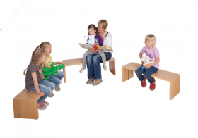 Set aus 3 Sitzbänken mit Stahlunterzügen, untereinander schiebbar B/H/T: 100/92/84x34/30/26x32 cm-image