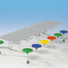 Spaceflex 2.0 Klapptisch mit integrierten Stühlen und melaminharzbeschichteter Spanplatte, rechteckig 12 Sitze, Sitzfarbe wählbar, Sitzhöhe 41 cm-image