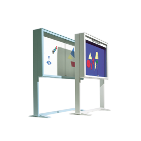 Aluvitrine Modell W2, Stahlemaille weiß Maße wählbar-image
