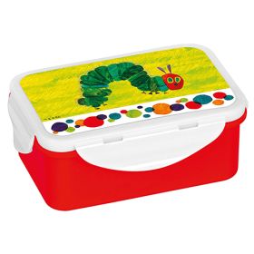 Brotdose Raupe Nimmersatt, 16 x10,5 x 6,5 cm, rot/grün-image