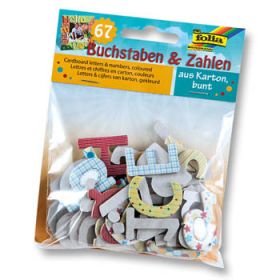 Buchstaben und Zahlen bunt aus Karton, 67 Teile-image