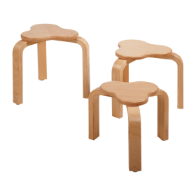Hocker Kleeblatt mit 3 Standbeinen Sitzhöhe 21 cm, Sitzteller Ø 25 cm, Füße mit Kunststoffgleitern-image