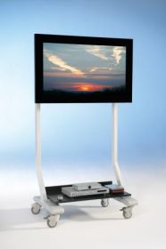 TV Wagen, TV Rack für Fernseher bis 70 Zoll mit schwarzer Ablage ScreenCart M, neigbare Halterung-image