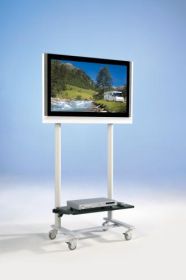 TV Wagen, TV Rack für Fernseher bis 50 Zoll mit 1 Ablage ScreenCart Serie Design 70, feste Halterung-image