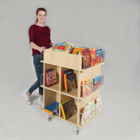 Präsentationswagen für Bücher, mit 18 Fächern B/H/T: 73x105x60 cm, Blenden aus Melamin-image
