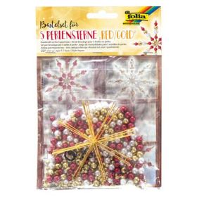 Perlensterne Bastelset für 5 Sterne, Rot-Gold-image