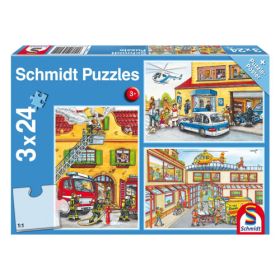Kinderpuzzle Feuerwehr und Polizei, 3 x 24 Teile-image