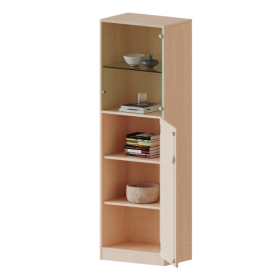 5 Ordnerhöhen, unten Tür (3 OH), oben Vitrinentür (2 OH) - Serie evo180 Breite 60 cm, Gesamthöhe 190 cm, 1 geschlossene und 1 Glas-Tür, abschließbar, mit Sockel (81 mm)-image