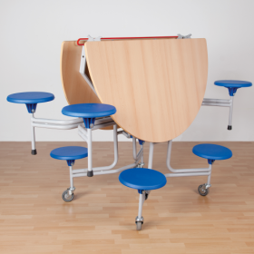 Spaceflex 2.0 Klapptisch mit integrierten Stühlen, melaminbeschichtete Spanplatte, rund B/H/T: 153x74x136 cm, 8 Sitze, Sitzhöhe 38 cm-image