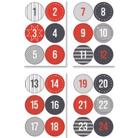 Rund Sticker Set Adventskalender Zahlen, 72 Stk.-image