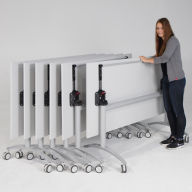 Seitenklapptisch mit Melaminplatte, fahrbar B/H/T: 160x72x80 cm-image