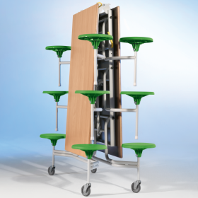 Spaceflex 2.0 Klapptisch mit integrierten Stühlen, Schichtstoffplatte, rechteckig 12 Sitze, Sitzfarbe wählbar, Sitzhöhe 41 cm-image