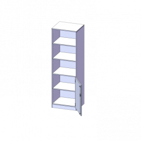 Schrank, 5 Ordnerhöhen, Tür unten (2 OH), oben 3 offene Fächer - Serie evo180 B/H/T: 60x190x40 cm, 1 Tür, abschließbar, Tür öffnet nach rechts, mit Sockel (81 mm)-image