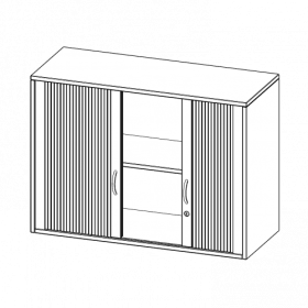 Aufsatzschrank mit Rollo, 2 Ordnerhöhen - Serie evo180 B/H/T: 100x72x40 cm, Querrolladen, abschließbar-image