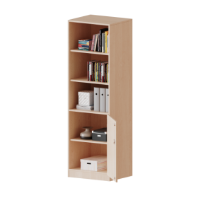 Schrank, 5 Ordnerhöhen, Tür unten (2 OH), oben 3 offene Fächer - Serie evo180 Breite 60 cm, Gesamthöhe 190 cm,1 Tür, abschließbar, mit Sockel (81 mm)-image