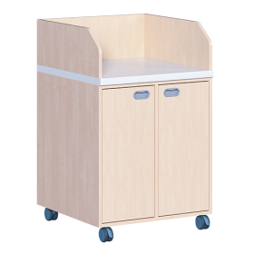 Wickelkommode, zweireihig, fahrbar, 2 Türen, B/H/T: 70,5x111,5x71,5 cm, aus feuerhemmendem Material - Dekor Buche-image