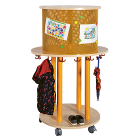 Ovaler Taschenkreisel B/H/T: 90x140x70 cm, aus feuerhemmendem Material - Dekor Buche, mit 13 Dreifachhaken und Lochblech-Zylinder-image