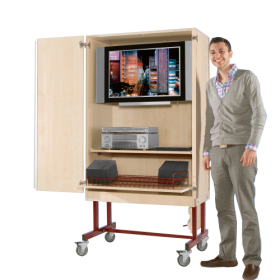 Zweitüriger TV-Wagen mit 1 Rollauszug & Fach B/H/T: 96x190x57 cm-image
