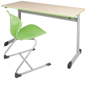 Zweier-Schülertisch 130x55 cm Modell T, Tischplatte Melamin mit ABS- Kante Lieferbare Tischhöhen, Ral- Farben und Dekore und zusätzliche Ablage wählbar-image