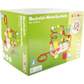 SpielMaus Holz Nachziehwagen mit Motorikschleife, sortiert-image