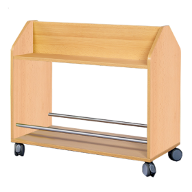 Taschenwagen doppelseitig mit Ablagen in 2 Etagen, aus feuerhemmendem Material - Dekor Buche, H/T: 82x50 cm-image