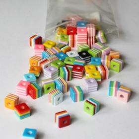 Würfelperlen Farbenmix, 10 x 9 mm , 250 g-image