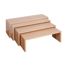 Set aus 4 Sitzbänken mit Stahlunterzügen, übereinander stapelbar B/H/T: 108/100/92/84x38/34/30/26x32 cm, Stahlgestell mit RAL-Farbe 9006 (weißaluminium)-image