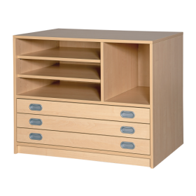 Papierschrank als Unterschrank mit Auszügen und Fächern B/H/T: 102x80x60 cm, 3 Auszüge, 4 Fächer-image
