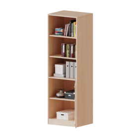 Schrank, 5 Ordnerhöhen, Tür unten (2 OH), oben 3 offene Fächer - Serie evo180 B/H/T: 60x190x40 cm, 1 Tür, abschließbar, Tür öffnet nach rechts, mit Sockel (81 mm)-image